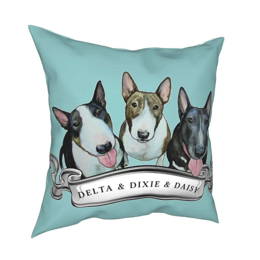 Wohndekor Lustig Niedlich Bullterrier Muster Druck Kissenbezug Polyester Kissenbezug Dekor 45x45cm