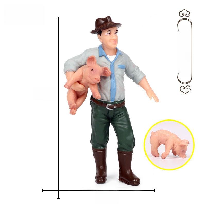 Farm Pasture Simulation Plastic Doll Model Ornament Farmer Worker Animal Woman