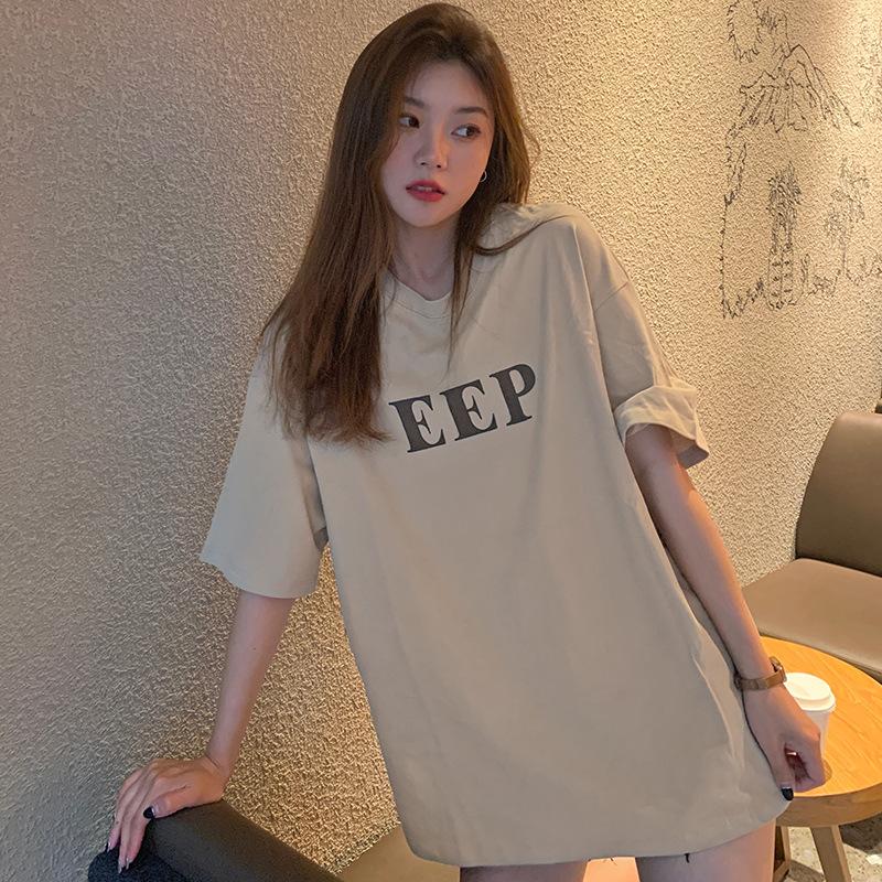 

Летняя женская футболка с короткими рукавами, модная корейская белая футболка с принтом 2023, простой свободный повседневный топ, студенческий ветер, Ins Tide XL легкие хаки