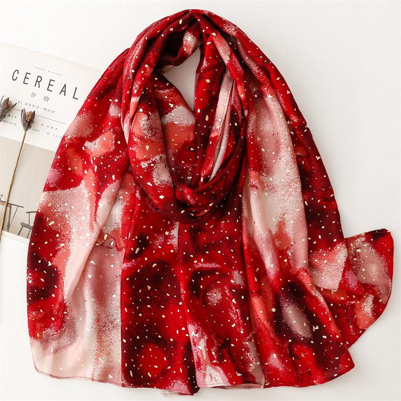 Winter Ombre Tie Dyed Painting Fringe Viscose Shawl Scarf Lady High Quality Print Pashmina Stole Bufandas Muslim Hijab 180*90Cm