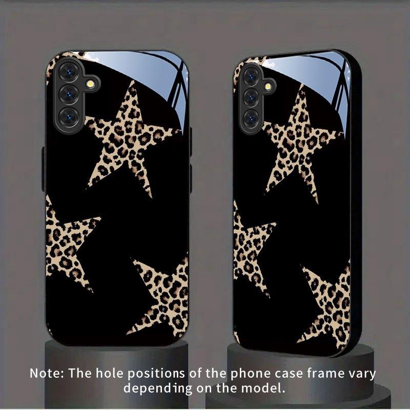 Leopard Star Glass Phone Case Suitable for Samsung Galaxy S26 S25 S24 S23 S22 S20 FE/Ultra/Plus Anti Drop Back Cover