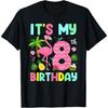 It's My 8th Birthday Flamingo Shirt Hawaii 8 Yrs Old Girl T-Shirt