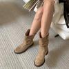 Autumn and Winter New Thick Heel Fashion Boots Transcendent Foreign Style Short Tube Round Head Knight Intellectual Style City Nomadic Style Women'