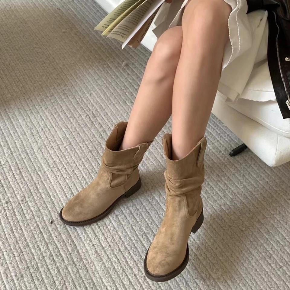 Autumn and Winter New Thick Heel Fashion Boots Transcendent Foreign Style Short Tube Round Head Knight Intellectual Style City Nomadic Style Women'