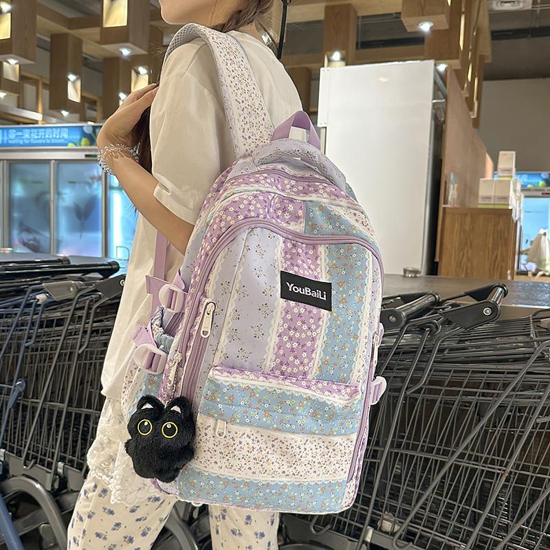 Large Capacity Student Schoolbag Girls Floral Print Backpack