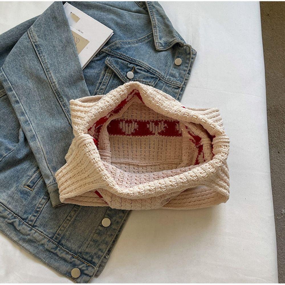 Summer Love Hollowed Out Knitted Bag Large Capacity Storage Bag Crochet Tote Bag Bohemian Handbag Weave Bag Beach