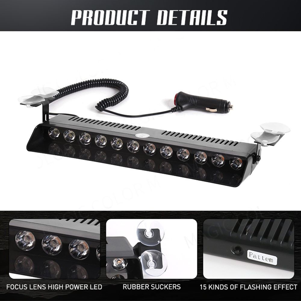 12 V Emergency LED Strobe Light 12 LED Car Light Powerful Police LED Flasher Car Accessories