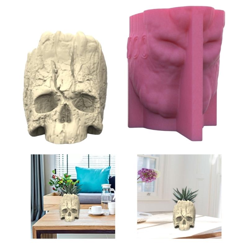 Silicone Skull Shape Planter Ornament Mold for Crafting Resin Art Suitable for Home Decoration and Office Displays