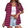 Women's Casual Loose Fit Short Sleeve Button Down Shirt with Collar Lightweight Summer Top for Outdoor Indoor Wear
