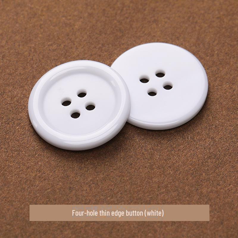 Resin Button Set: Black and White, Two-Eye & Four-Eye for Shirts, Suits, Trousers, and Pants