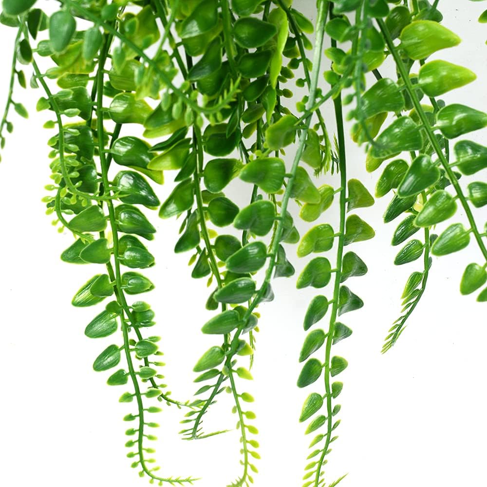 Artificial Ferns Outdoor Set of 2- UV Fake Hanging Plants for Wall and Indoor- Hanging Baskets Ferns