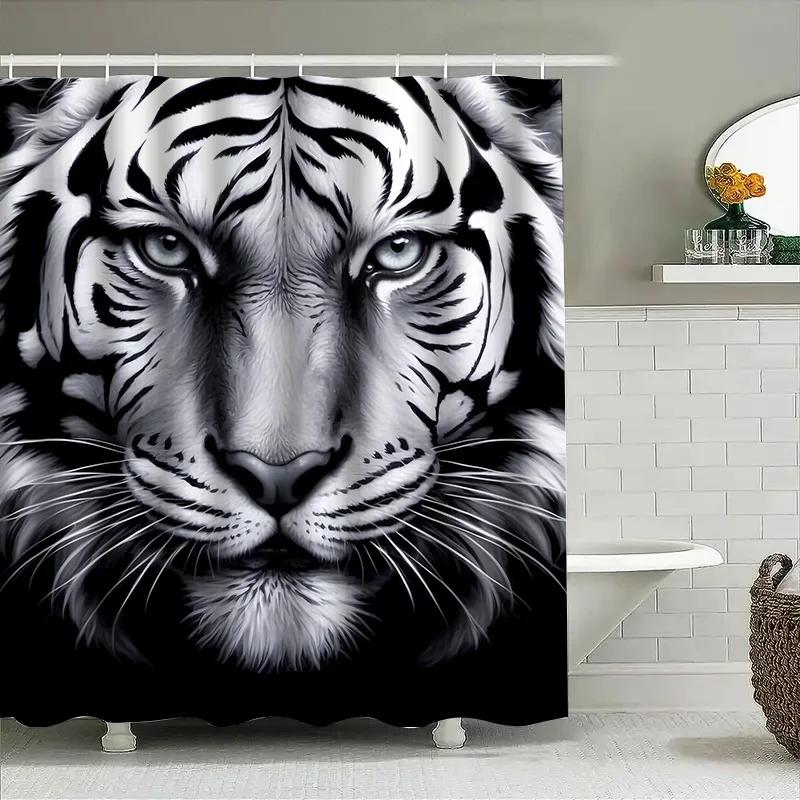 Kawaii Animal Print Shower Curtain Cartoon Cats Design for Bathroom Decor Waterproof Bath Rug Sets with Hooks 3D Digital Printin