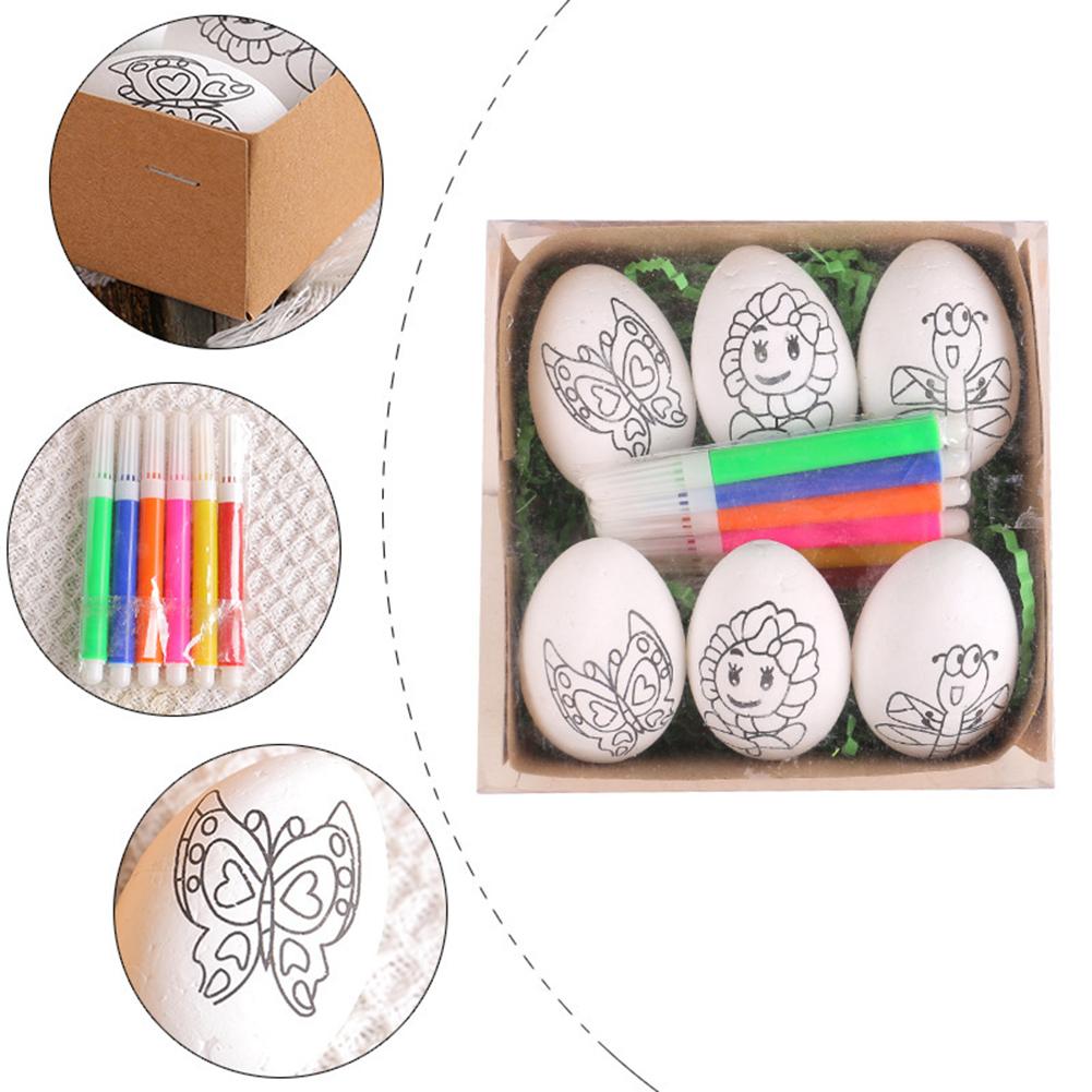 Foam Easter Eggs with Paint Pen DIY Doodle Kit Easter Egg Coloring Craft Kit for Easter Theme Party