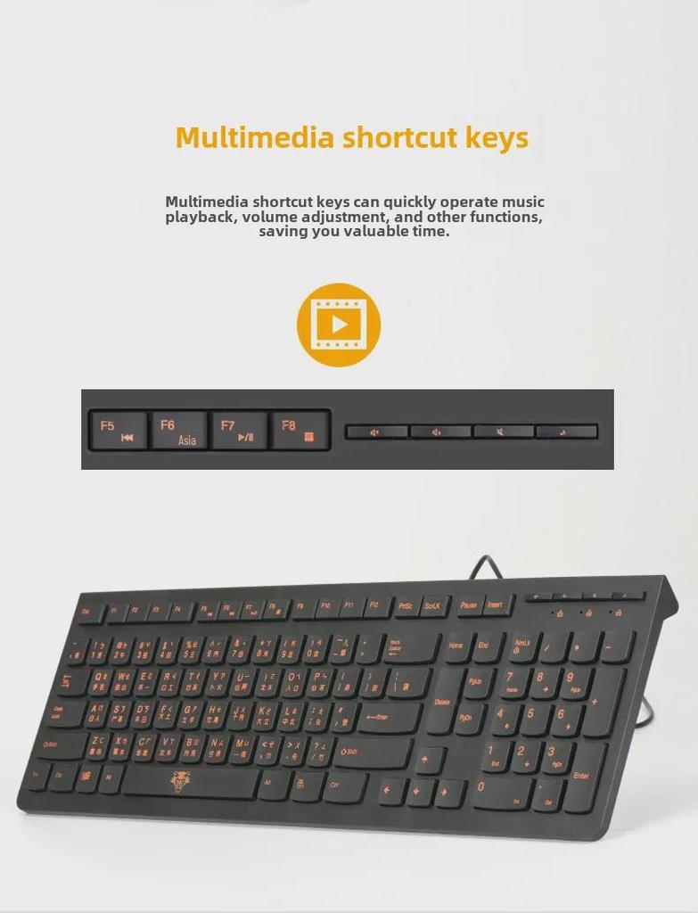 Taiwan Cangjie Keyboard - Hong Kong Traditional Phonetic USB Wired Keyboard