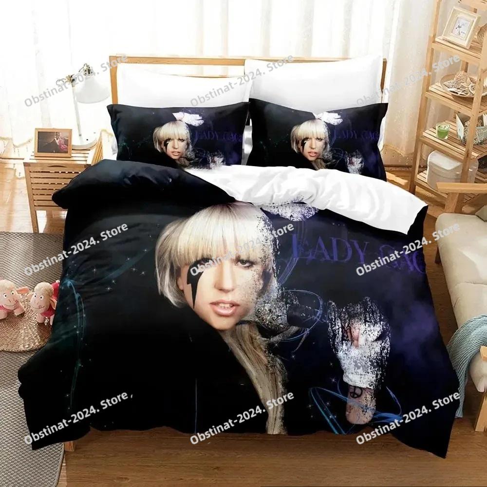 3D-Druck Lady Gaga Bettwäsche-Set Bedruckte Bettbezug Kissenbezug Einzel Doppel Stil Queen King Size Sets Heimtextilien