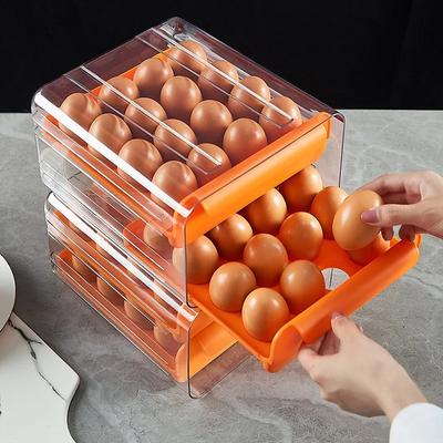 Household Refrigerator Kitchen Egg Box Transparent Drawer Type Egg Box Fresh-keeping Box Rolling Egg Type Kitchen Large Capacity