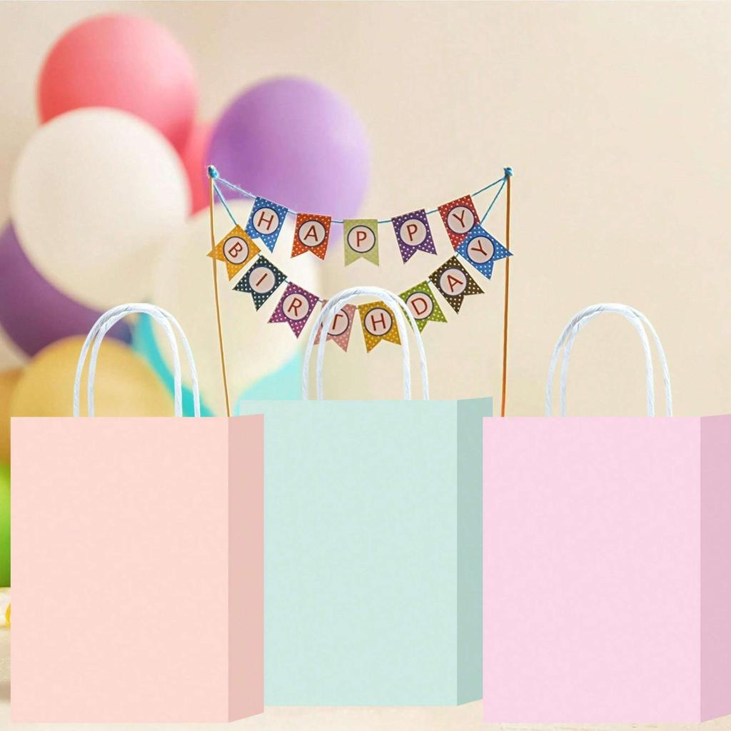 Colorful Kraft Paper Gift Bags with Handle, Gift Wrapping Bags for Party, Birthday, Valentine's Day, Christmas, Candy Bags