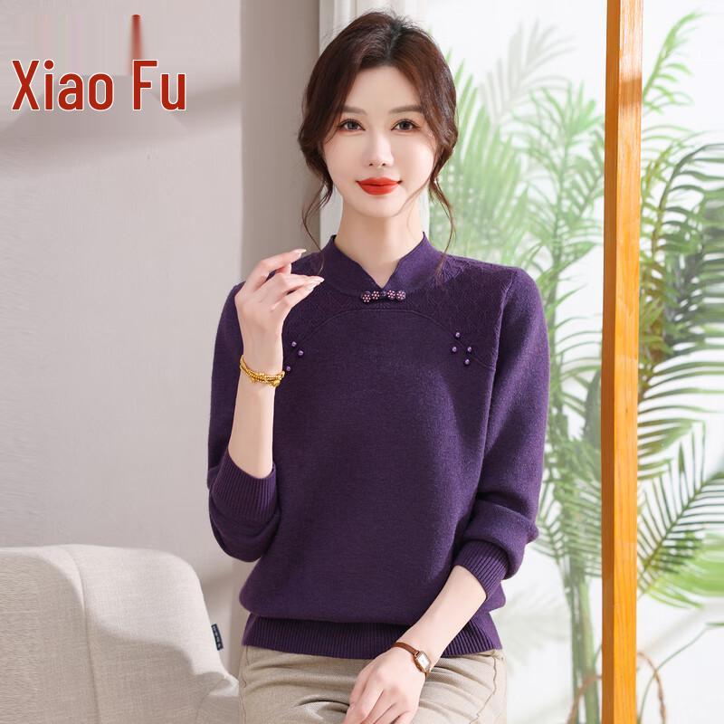 Xiaofu Women's 2025 Autumn/Winter Fleece-Lined Knitted Sweater
