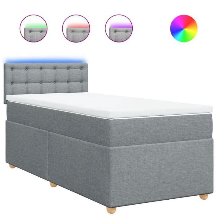 Maison Exclusive - Sommier à lattes de lit et matelas Gris clair 90x190 cm Tissu
