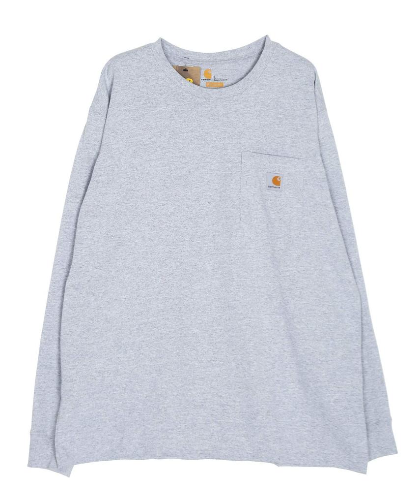 Crew Neck Long with Chest Pocket Long Sleeve M Heather Gray [Carhartt] T-Shirt Men's T-Shirt