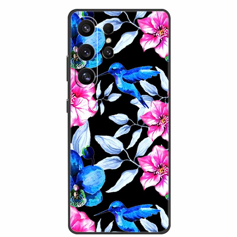 For Samsung Galaxy S26 Ultra Case Cute Floral Black Luxury Soft Silicone Back Cover For Samsung S26 Ultra Cases GalaxyS26 Ultra