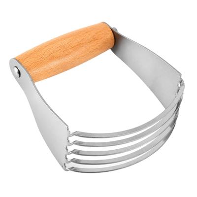 Stainless Steel Pastry Cutter with Wood Handle, Dough Blenders Mixing Tool for Scones, Pie Crusts, Cookie, Bread, and Pizza Dough Preparation