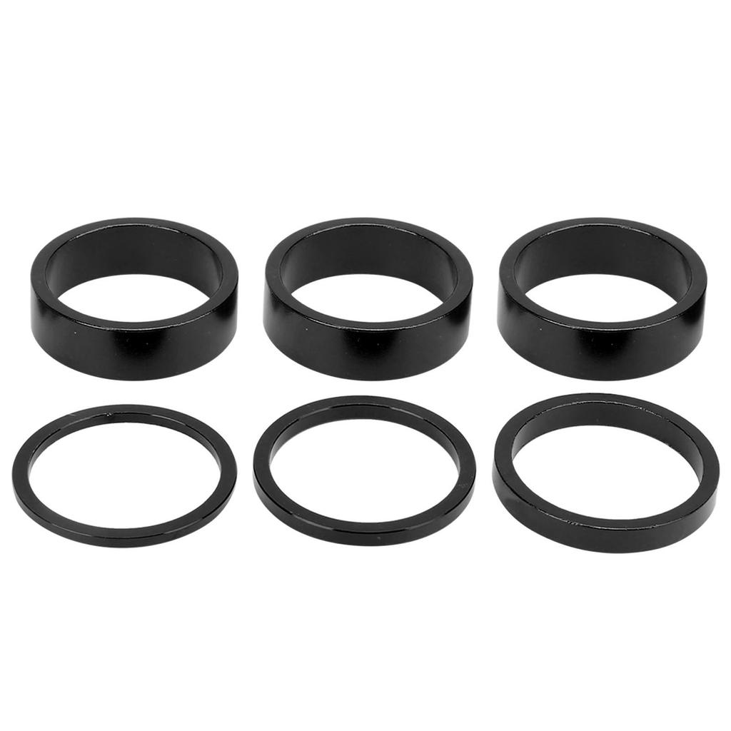 6Pcs Bicycle Headset Spacer Aluminium Alloy Bike Handlebar Stem Spacers for Mountain BikeBlack