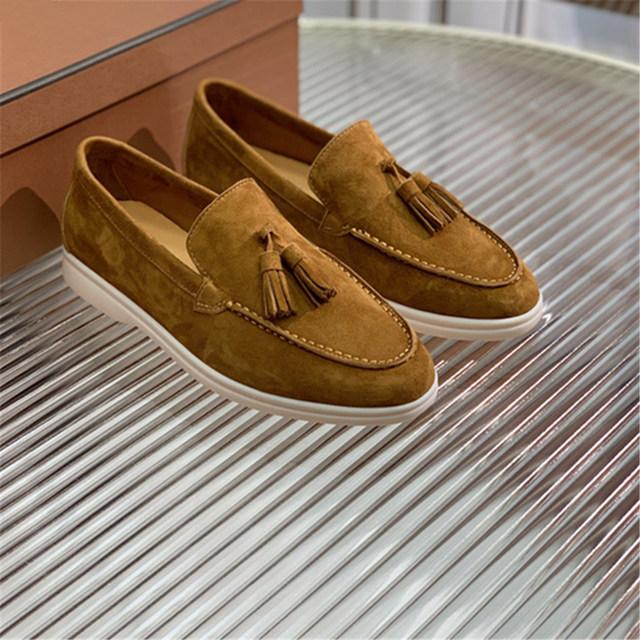 Pantofi retro Femei din piele de înaltă calitate Pantofi cu toc joasă ciucuri Moda Mocasini comozi Pantofi plati