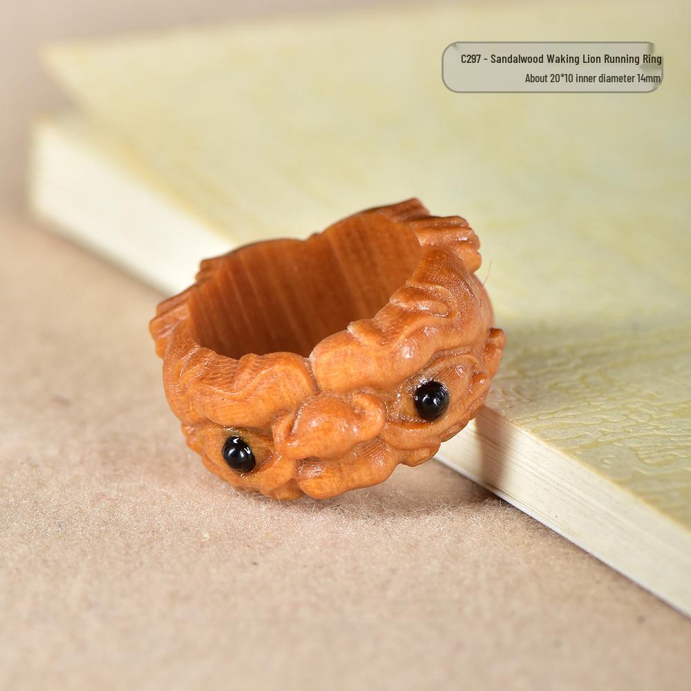 Сандаловый Львиный Танец Кольцо на Палец Бусина-Разделитель Украшение - DIY Аксессуары из Венге