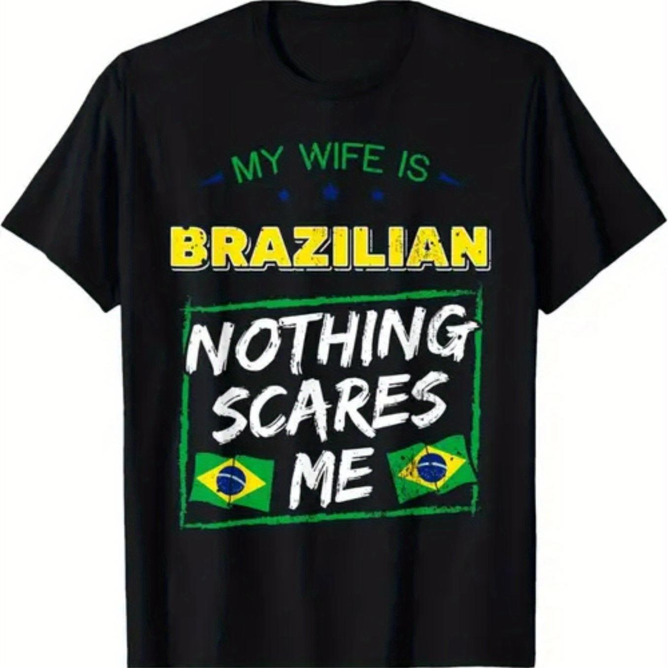 

Brazilian Pride Slogan with Flag Design T-Shirt 100% Cotton O-Neck Short Sleeve Summer Casual Mens T-shirt Streetwear 4XL