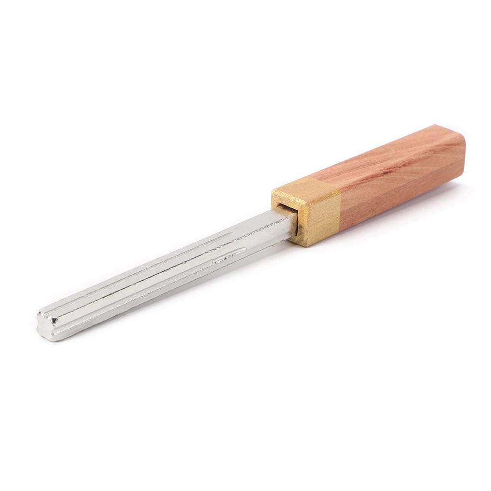 Pro Gitarre Bundfeile Bundkrönungsfeile Holz-/Gummi-Griff Rille Poliert Gitarrenreparatur Wartung Luthier Werkzeuge für Gitarristen