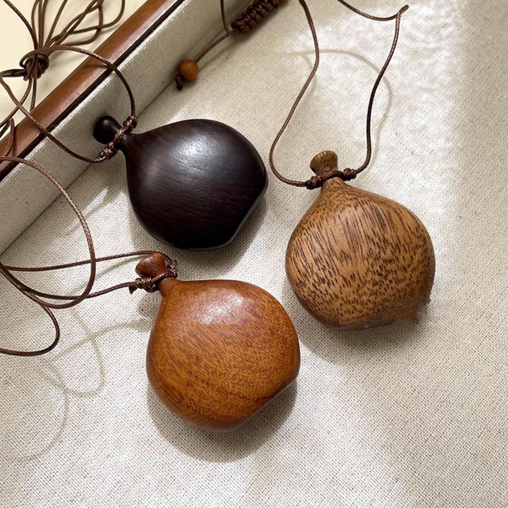 Collana a Perline con Fiaschetta in Legno Naturale Etnica per Donna Catena Lunga Regolabile Gioiello con Ciondolo per Maglione