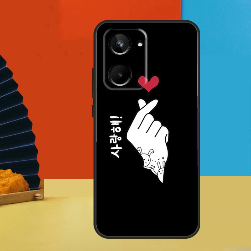 Cute Korean Font Saranghae I Love You For Realme 15 10 11 12 13 14 Pro Plus C67 C65 C63 C61 C35 C55 C53 C51 C71 C75 GT7 Pro Case