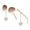 Vintage Small Cat Eye Sunglasses Women Luxury Designer Sun Glasses Shades Classic Gold Chain Heart Pendant Uv400