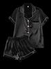 European Summer Ice Silk Pajama Set: Casual, Solid Color, Short Sleeve & Shorts, Breathable Comfort.