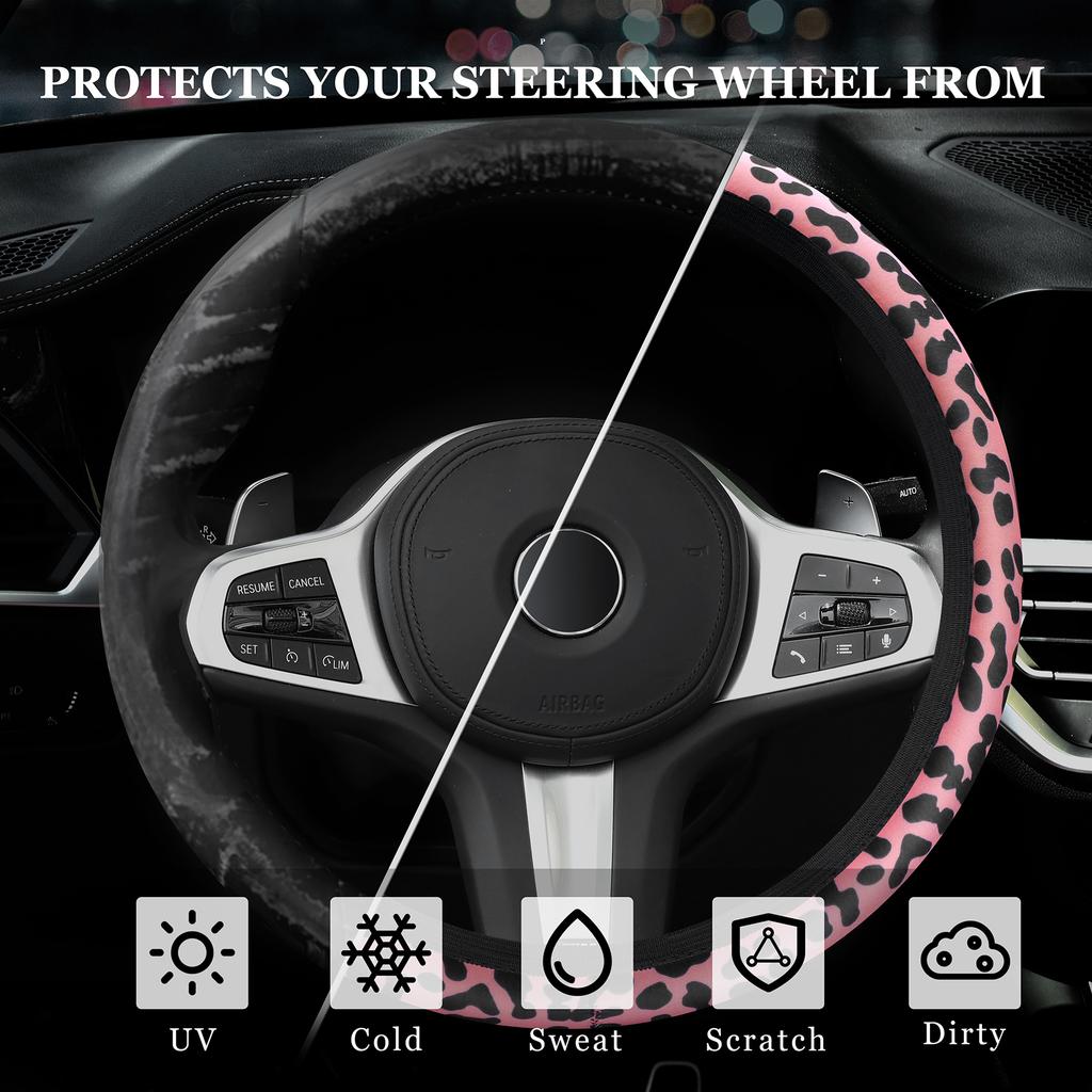 Auto Lenkradbezug hochwertiger Leopardenmuster Göttin innen atmungsaktiv rutschfest ohne Innenring Lenkerabdeckung