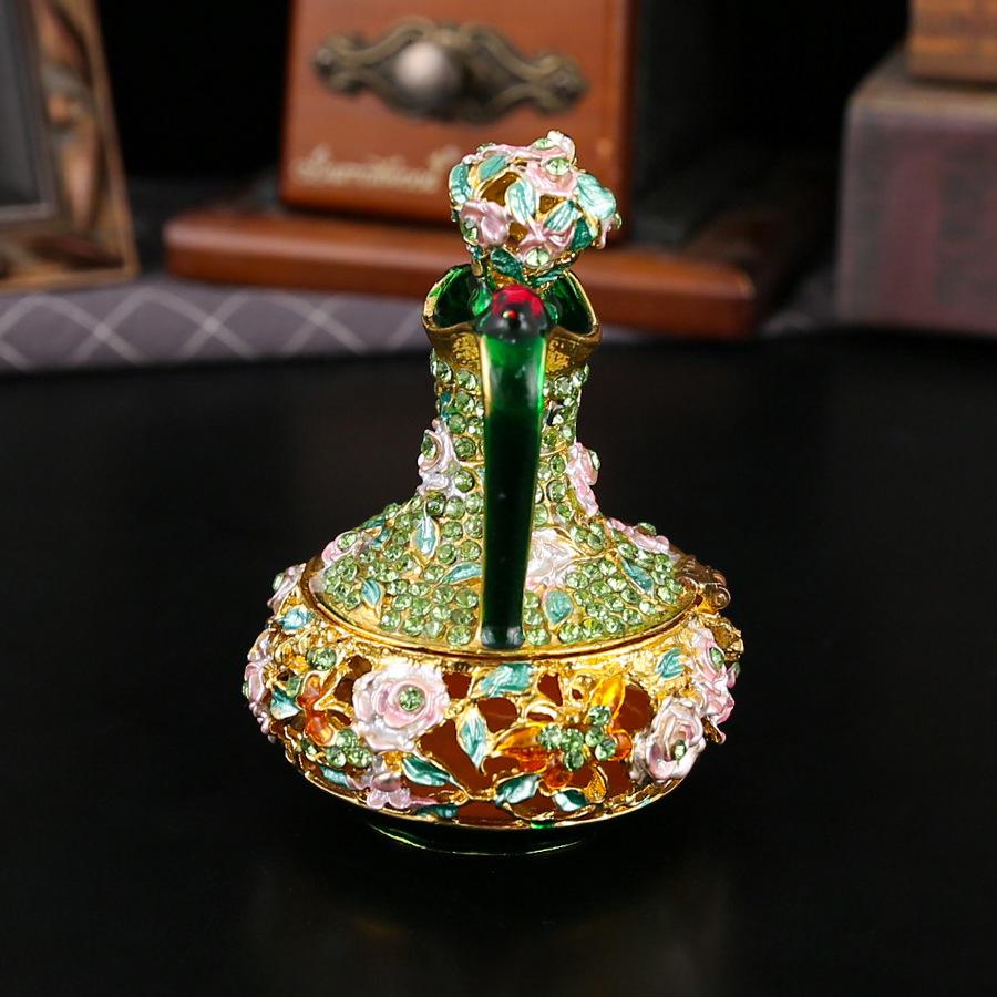 Artisanat Métallique Ornement Émaillé Diamant Théière à Bouche Haute Boîte à Bijoux Créative Rangement Bijoux Maison Boîte à Bijoux
