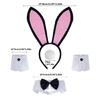 Women Girls Rabbit Ears Headband Collar Bowtie Cuff Bunnies Tail Easter Bunnies Costume Set for Halloween Cosplay Party