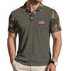 Men's Loose Fit Casual Polo Shirt Short Sleeve Flag Print Button Down Collar Lightweight Breathable Fabric Summer Top