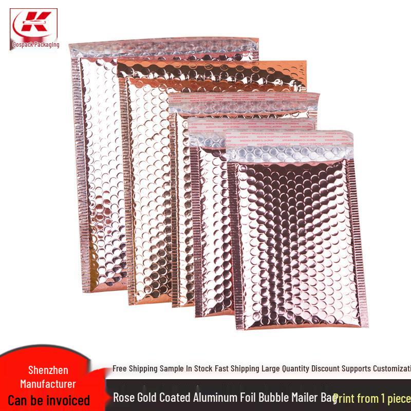 Rose Gold Plated Aluminum Foil Bubble Envelope: Shockproof Packaging for Clothing & Cosmetics
