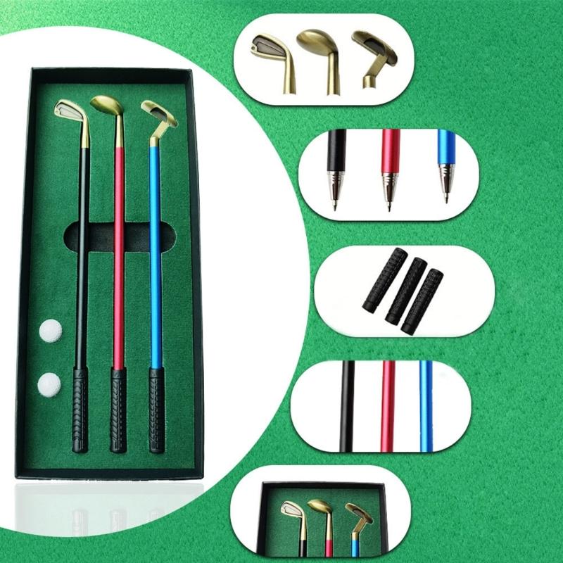 Golf Pen Set Desk Sports Game Mini Desktop Golf Ball Pen Golf Gift