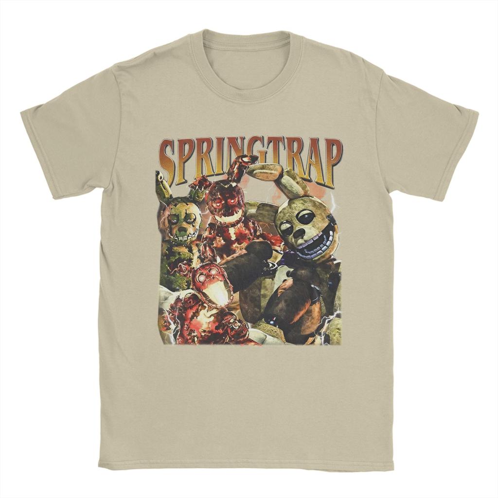 Springtrap Freddyed Bonnie Spel T-shirts Herr 100% Bomull Vintage T-shirt Rund Hals T-shirts Kortärmad Kläder Unik