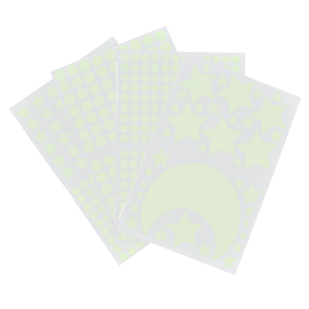 4Pcs Moon Star Wall Stickers Good Stickiness Warm Ambience Glowing Night Sky Sticker for Children"s