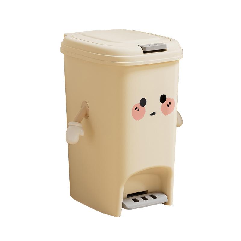 Trash Can Household High-end Sense Large-capacity Bathroom Toilet Foot Press Double Open Cute Wind Trash Can with Lid
