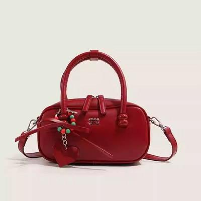 Bags for Women Boston Pillow Bag Fashion Casual Red Handbag One Shoulder Diagonal Straddle Small Square Box Bag
