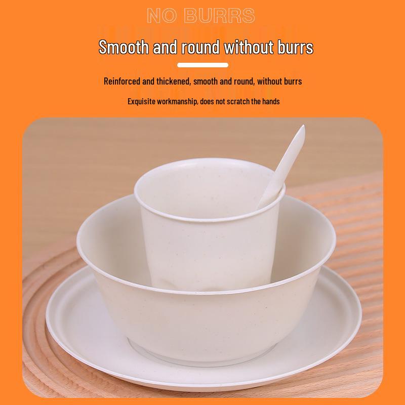Biodegradable Rice Husk Tableware Set: Bowl & Plate - Ideal for Picnics, Weddings, Banquets.