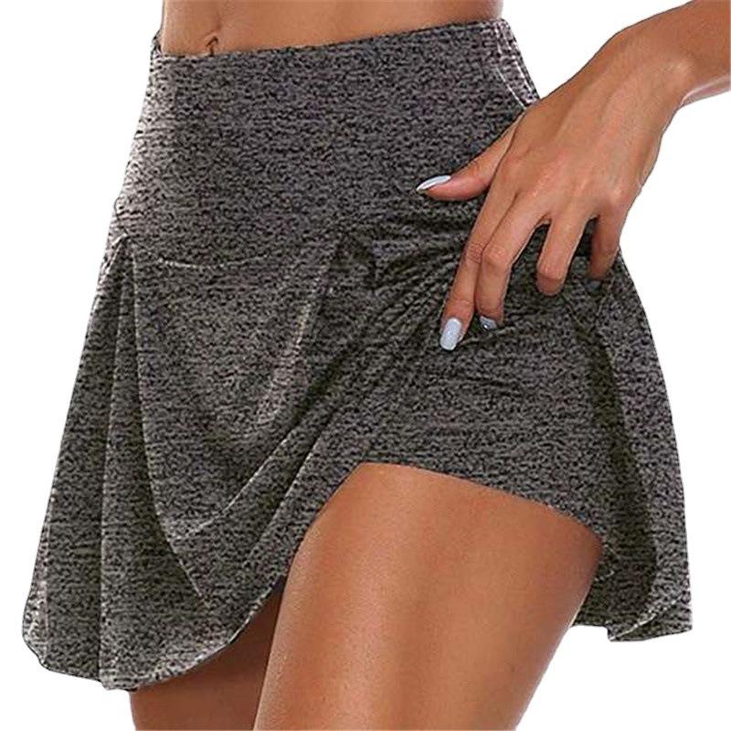 2023 Summer European/American Women's Solid Color Fake Two-piece Leggings Skirt