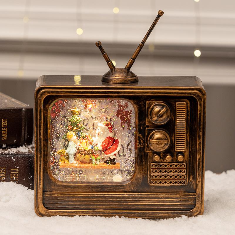 Christmas Decorations Antique TV Decoration Music Box Luminous Crystal Ball Christmas Gift