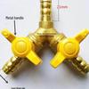 4-Point Y-Type Gas Valve Diverter & Flow Regulating Copper Ball Connector