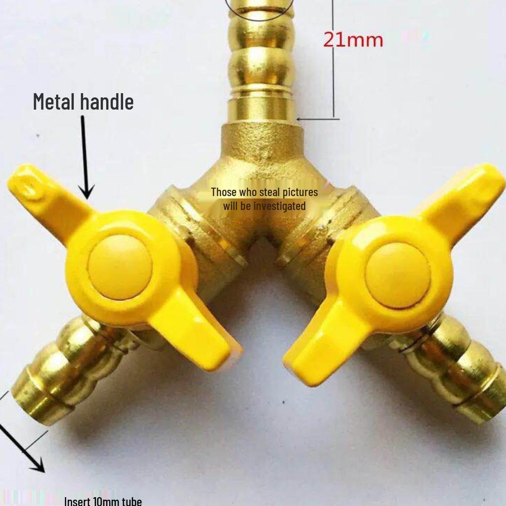 4-Point Y-Type Gas Valve Diverter & Flow Regulating Copper Ball Connector
